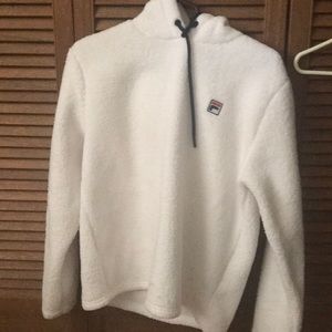 White Fuzzy Fila pullover
